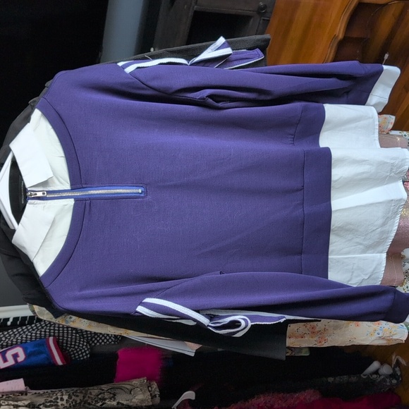 Navy Blue Top with Butterfly Accent Zip Back - Picture 3 of 5